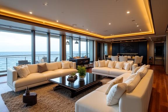 Interni di lusso di uno yacht Chronosail